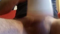 Dude Moaning And Shaking While Cumming Inside A Fake Twat